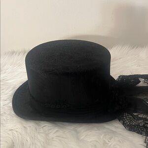 Spirit Halloween Black Lace Top Hat